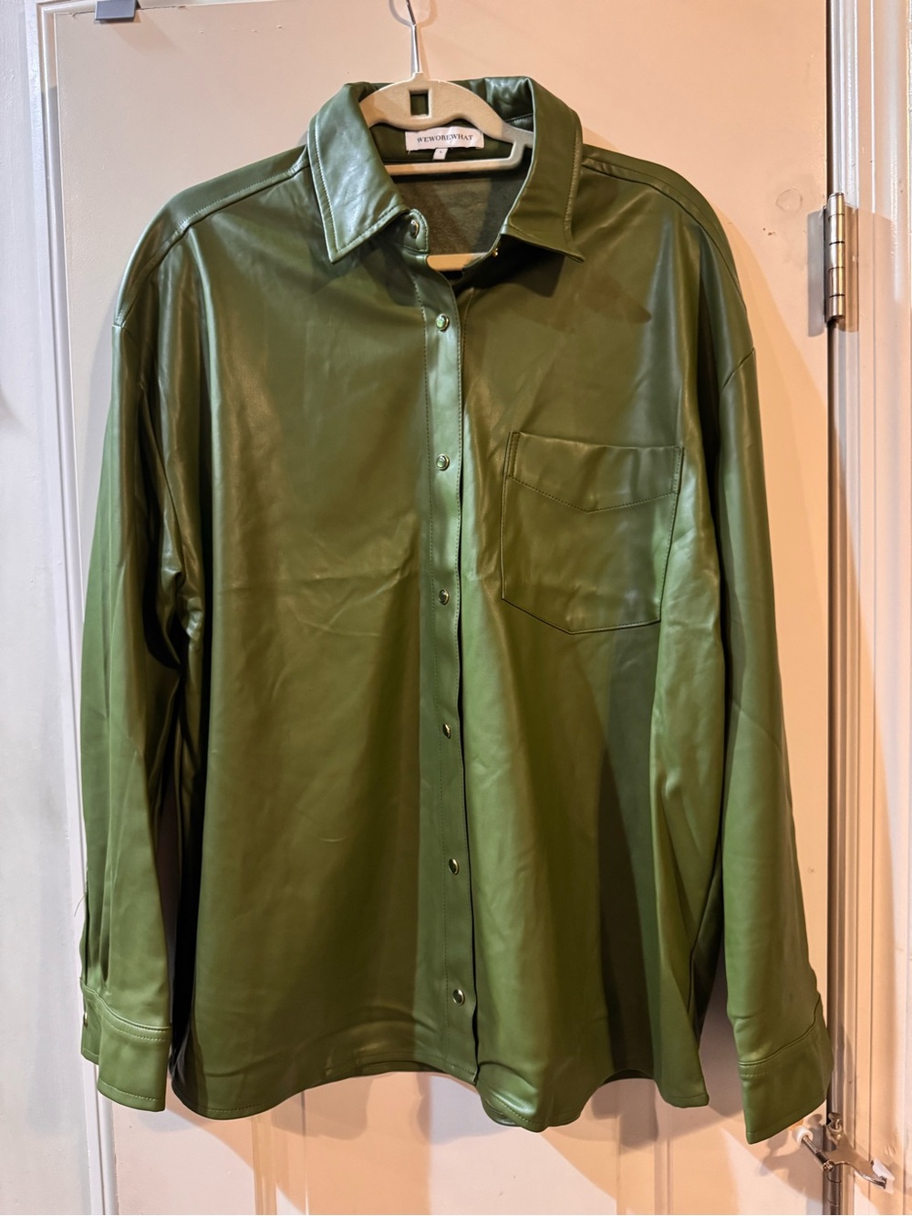 WeWoreWhat Faux Leather Shirt Jacket